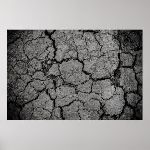 Grijze droge grond, droge stof poster