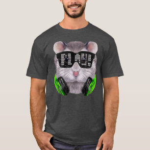 Grijze Dwerg Hamster als DJ dragen Zonnebril en T-shirt