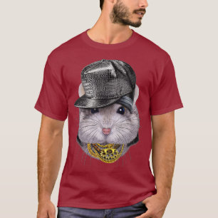 Grijze dwerghamster met hiphop-rapper Pet T-shirt