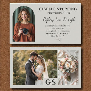 Grijze Earthtone Elegant Photo Script Professional Visitekaartje