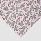 Grijze eekhoorns op roze tissuepapier (Detail)