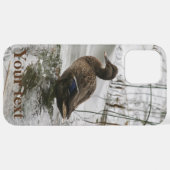 Grijze eend op donker het meer iPhone hoesje (Achterkant horizontaal)