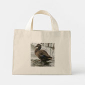 Grijze eend op donker het meer mini tote bag (Achterkant)