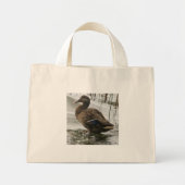 Grijze eend op donker het meer mini tote bag (Voorkant)