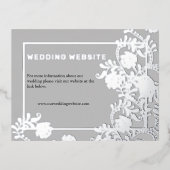 Grijze Elegantie Zilveren Bloemen Bruiloft Website Folie Uitnodiging Briefkaart (Voorkant)
