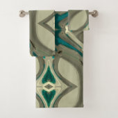 Grijze en blauwe Abstracte kunst Bad Handdoek (Insitu)