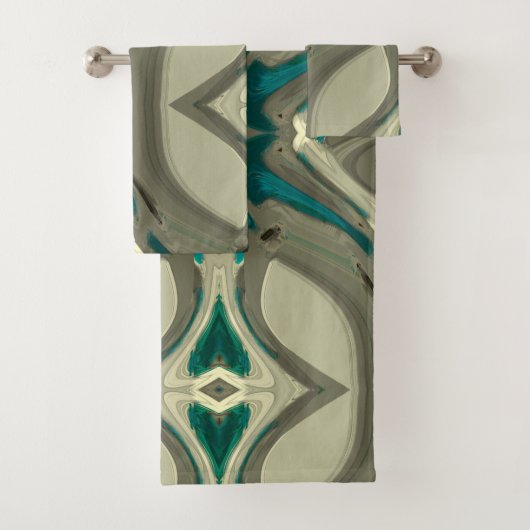 Grijze en blauwe Abstracte kunst Bad Handdoek (Insitu)