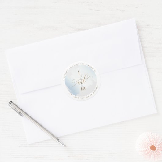 Grijze en blauwe bruiloft Envelope Seal / Favor Ronde Sticker (Envelop)