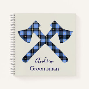 Grijze en blauwe Groomsman dubbele bijl Notitieboek