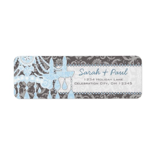 Grijze en blauwe luchters Terugzendadres label (Voorkant)