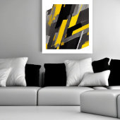 Grijze en gele Abstracte schaduwen Canvas Afdruk