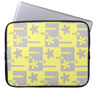 grijze en gele afdruk, laptophoes laptop sleeve