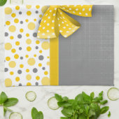 Grijze en gele pokadots, zonnige gele lint theedoek (Gevouwen)