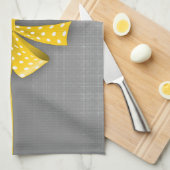 Grijze en gele pokadots, zonnige gele lint theedoek (Quarter Fold)
