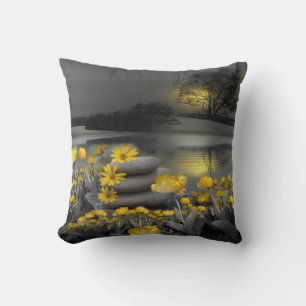 Grijze en gele tulpen met zonsondergang kussen