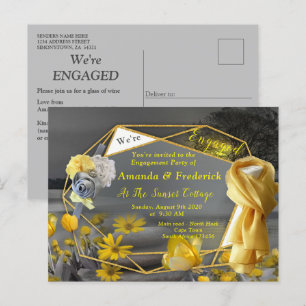 Grijze en gele tulpen met zonsondergang uitnodiging briefkaart