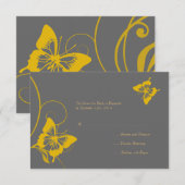 Grijze en gele vlinder RSVP (Voorkant / Achterkant)