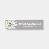 Grijze en gele Whimsical Daisy Custom Text Deurbordje (Voorkant)