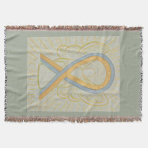 Grijze en goudbewustzijn Ribbon Angel Throw Blanke Deken