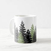 Grijze en groene Evergreen Trees Elegant en Rustic Koffiemok (Voorkant links)