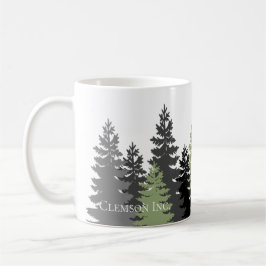 Grijze en groene Evergreen Trees Elegant en Rustic Koffiemok