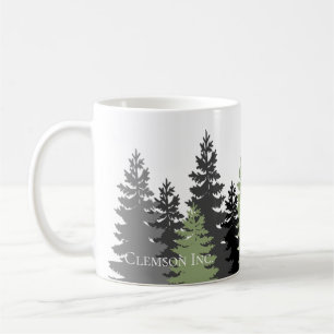 Grijze en groene Evergreen Trees Elegant en Rustic Koffiemok