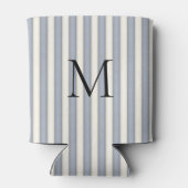 Grijze en ivoren strepen Monogrammed Blikjeskoeler (Achterkant)
