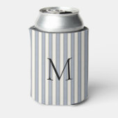 Grijze en ivoren strepen Monogrammed Blikjeskoeler (Blikje Achterkant)