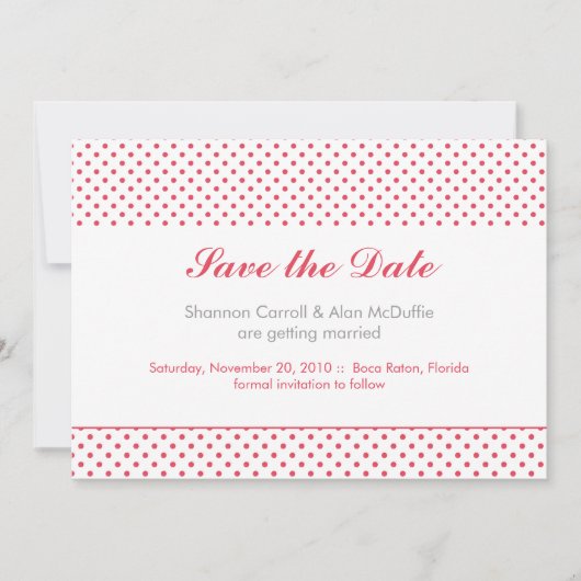 grijze en koraalpolka stip , behalve de datum save the date (Voorkant)