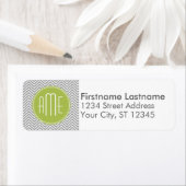 Grijze en Limoen Chevrons met aangepast monogram Etiket (Insitu)