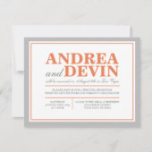 Grijze en Oranje bruiloft Uitsluitend uitnodiginge Kaart (Voorkant)