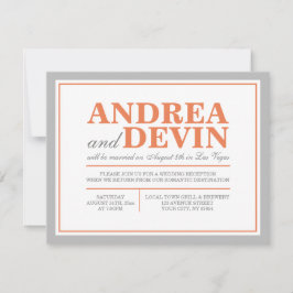 Grijze en Oranje bruiloft Uitsluitend uitnodiginge Kaart