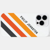 Grijze en oranje diagonaalretroraffels wit Case-Mate iPhone case (Achterkant (horizontaal))