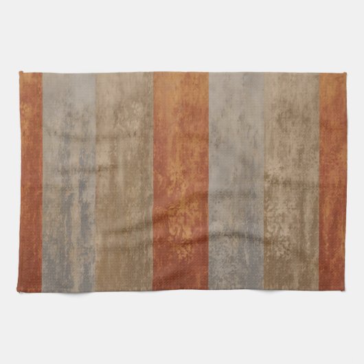 Grijze en Oranje Ombre Striped Theedoek (Horizontaal)