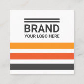Grijze en oranje retro strepen toevoegen logo wit vierkante visitekaartje (Achterkant)