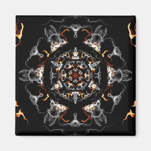 Grijze en Oranje vlam Mandala Magneet