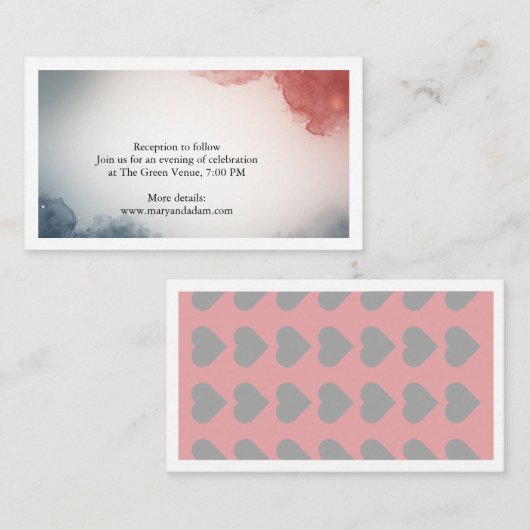 Grijze en roze buitenruimte-envelopkaart informatiekaartje (Voorkant / Achterkant)