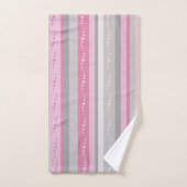 Grijze en roze strepen bad handdoek (Handdoek)