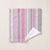 Grijze en roze strepen bad handdoek (Wasdoekje)