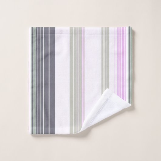 Grijze en roze verticale strepen. bad handdoek (Wasdoekje)