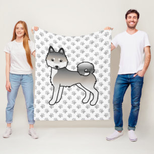 Grijze en witte Alaskan Klee Kai Cute Hond & Pootj Fleece Deken
