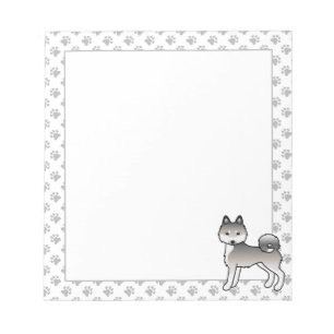 Grijze en witte Alaskan Klee Kai Schattige Cartoon Notitieblok