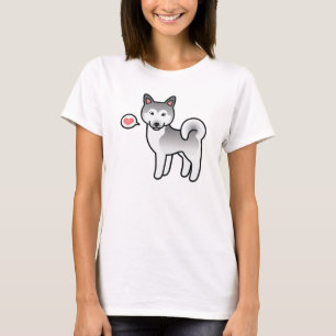 Grijze En Witte Alaskan Malamute Hond Liefde T-shirt