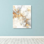 Grijze en witte alcohol inkt canvas afdruk (Insitu (Houten vloer))