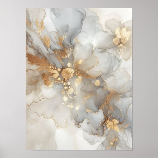 Grijze en witte alcohol inkt poster (Voorkant)