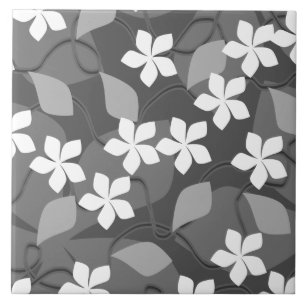Grijze en witte bloemen. Floral Pattern. Tegeltje