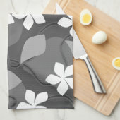 Grijze en witte bloemen. Floral Pattern. Theedoek (Quarter Fold)