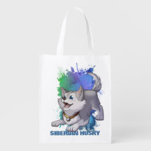  Grijze en witte Cartoon Siberian Husky Puppy Dog