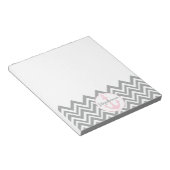 Grijze en witte Chevron met Pastel Roze Nautical Notitieblok (Schuin)