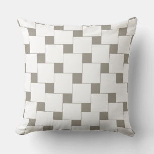 Grijze en witte geometrische Tegels Herhalen patro Kussen